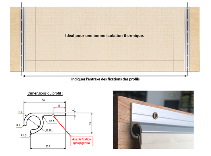 Fixation par profil aluminium pour bâche terrasse